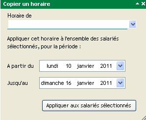 Copier des horaires